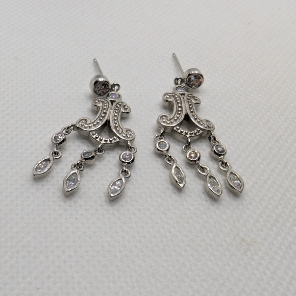 Elegant Silver Chandelier Earrings - Picture 2 of 6